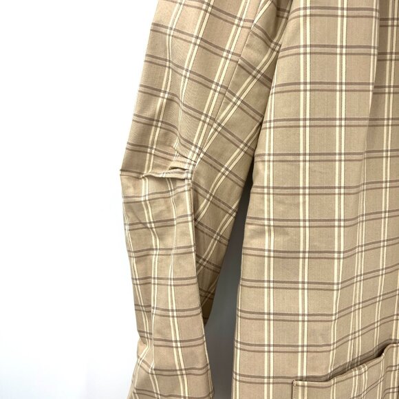 Spooner Prague Tan Plaid Button Front Coat Women's 4 - Picture 2 of 6
